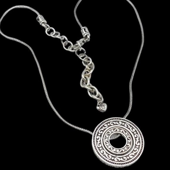 Brighton Central Park Silver Plated Scroll Halo Pendent Necklace - Picture 7 of 9